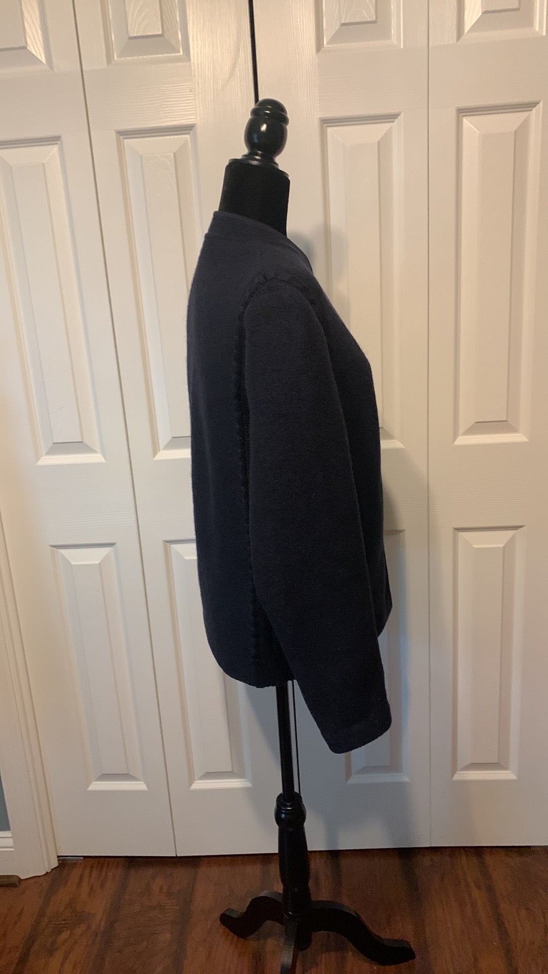 Vintage Reine Schurwolle Pure Wool Navy Blue like new cable knit sides Jacket